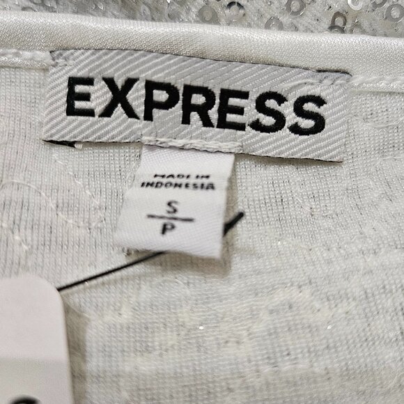 NWT EXPRESS SILVER SEQUIN CAMI with ADJUSTABLE SPAGHETTI STRAPS SZ S/P - Picture 12 of 14